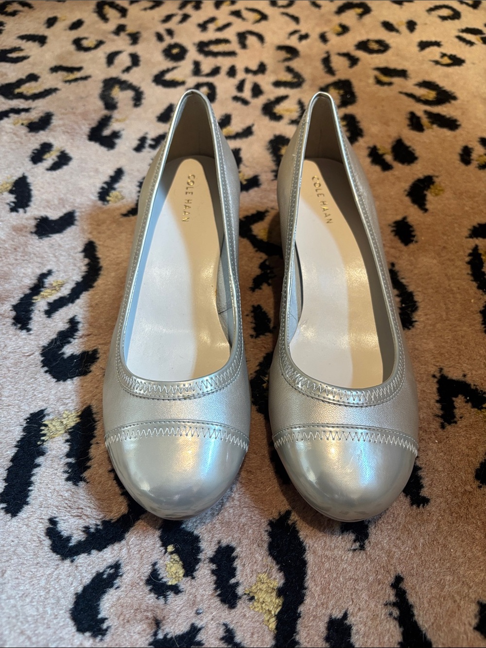 Cole Haan Elsie Cap Toe Wedge in Soft Gold Metallic BNIB